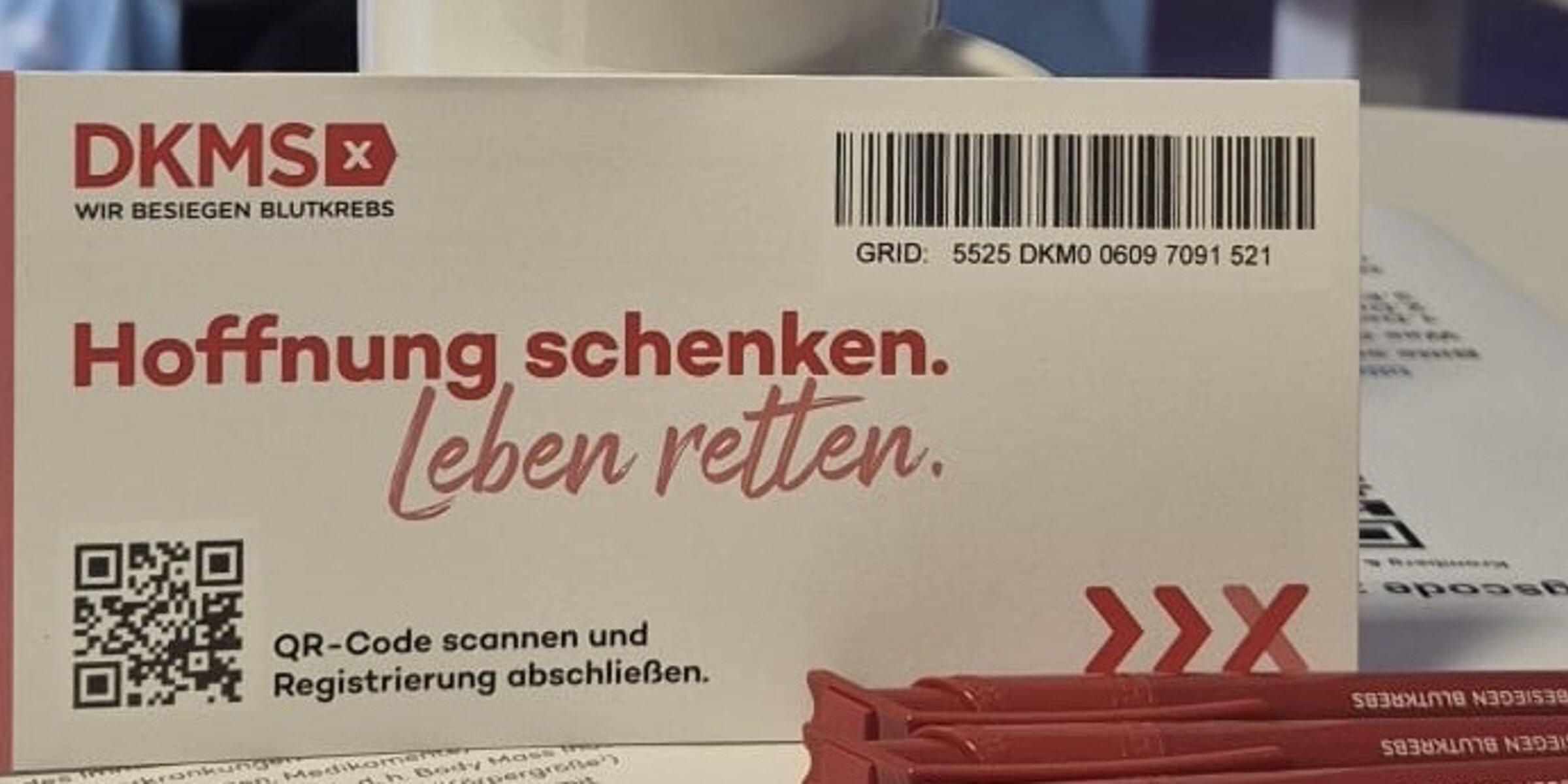 DKMS flyer for the registration campaign at our Health Day.