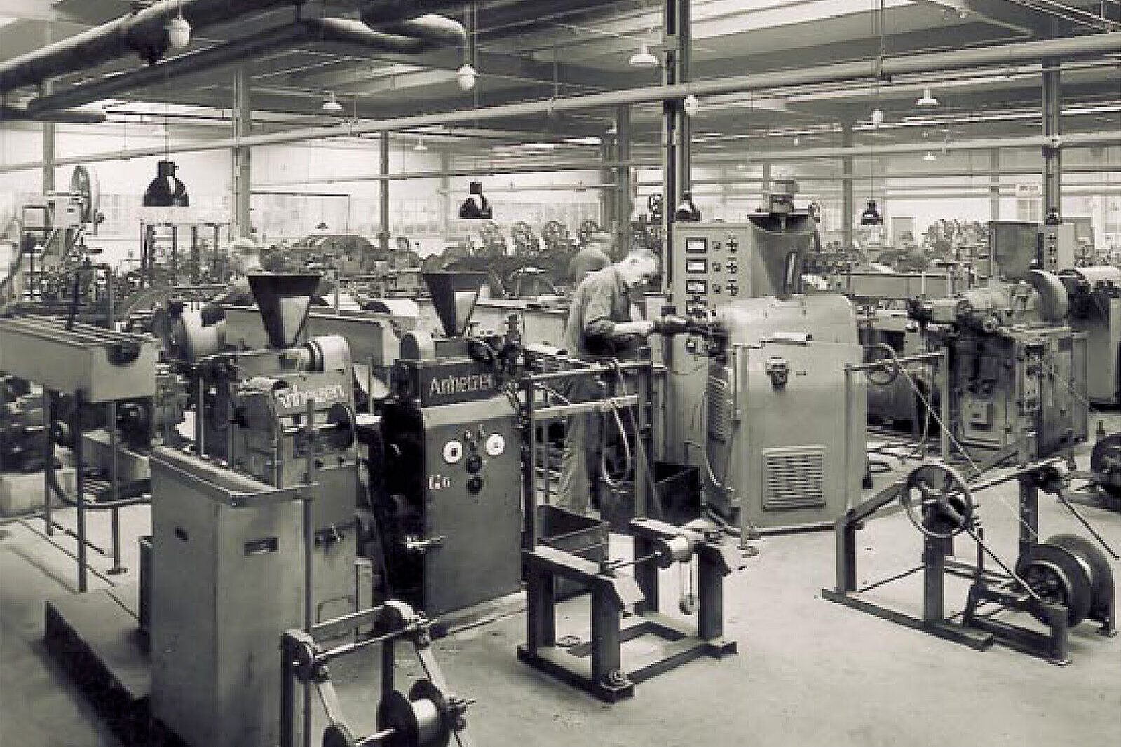 A look at production back at that time with the various machines and cables 