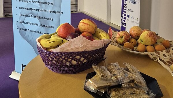 Fruit baskets and granola bars for our health day.