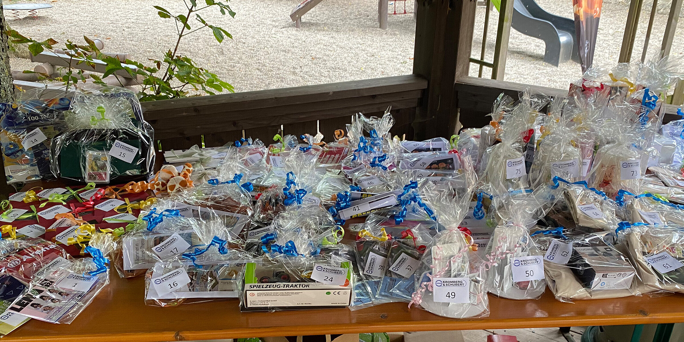 Raffle prizes at the summer festival.