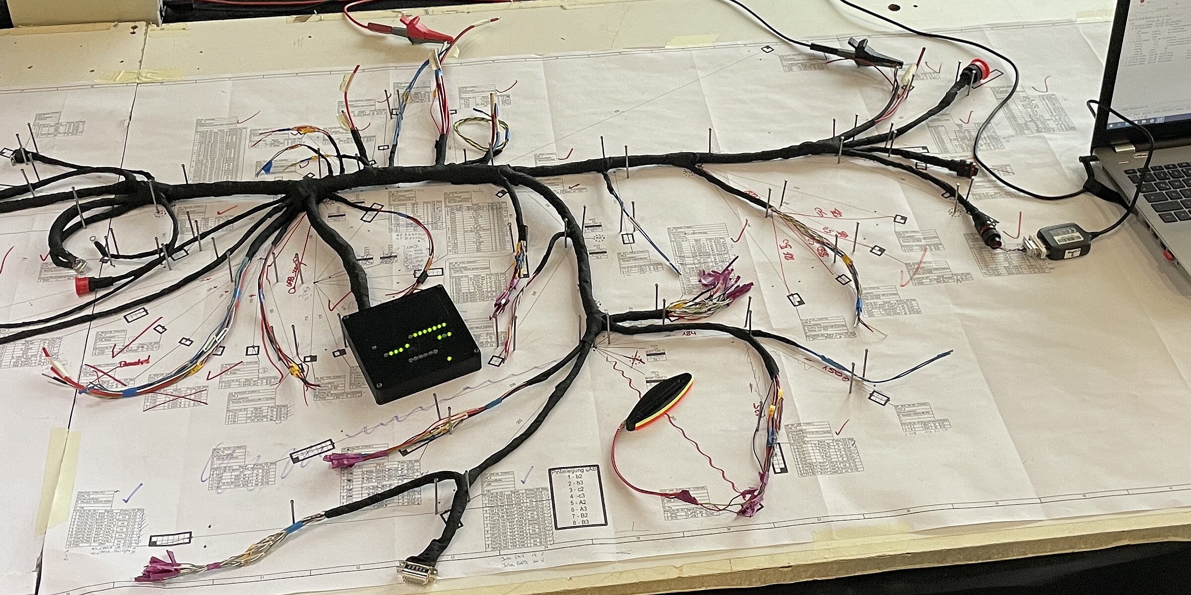 The wiring harness of the Formula Student racing car.